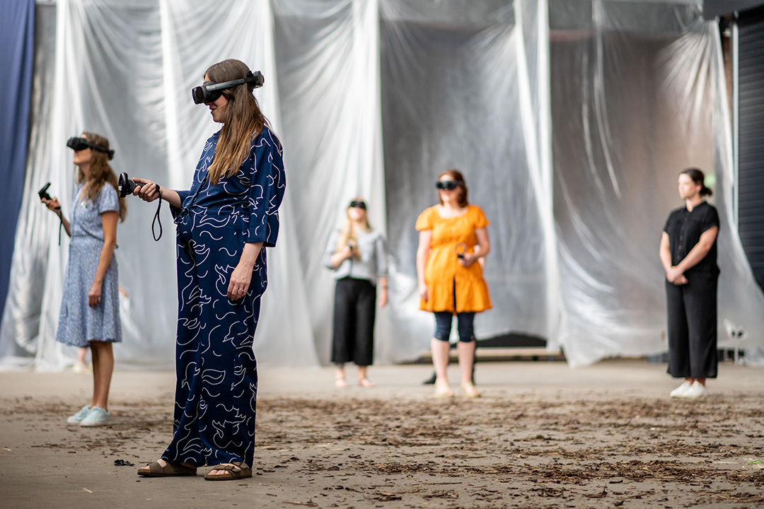 Participants freely explore the testbed space in VR