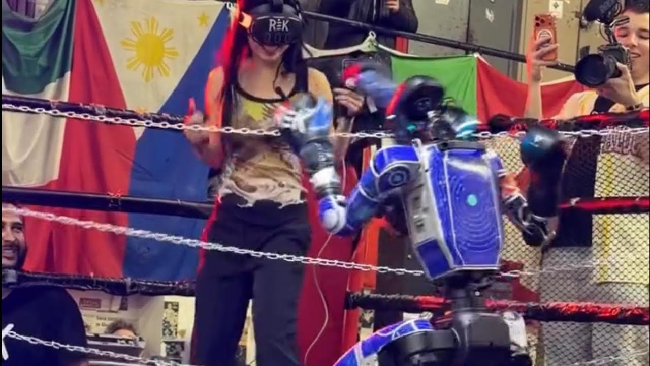 A VR pilot controlling a humanoid robot during a REK live event